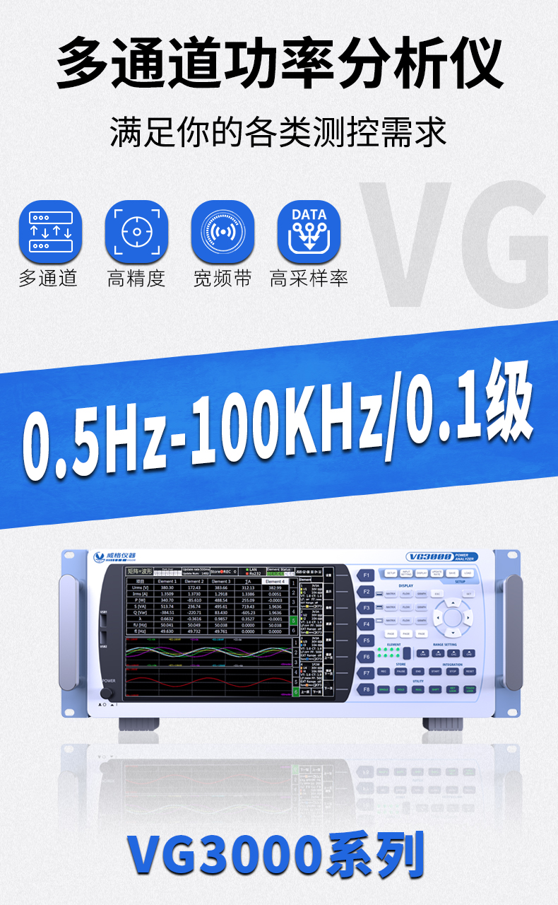 威格新品-多通道，多功能、高精度功率分析儀VG3000系列 廠家直銷 質(zhì)量保障插圖1